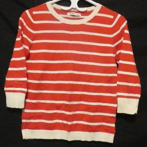 OLD NAVY | medium | striped crewneck sweater | 100% cotton | orange and cream